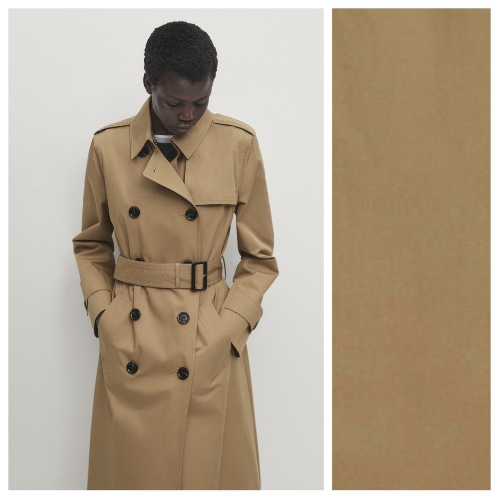 NWT. Massimo Dutti Tan 100% Cotton Long Trench Coat with Belt. Size XS. - Picture 2 of 14